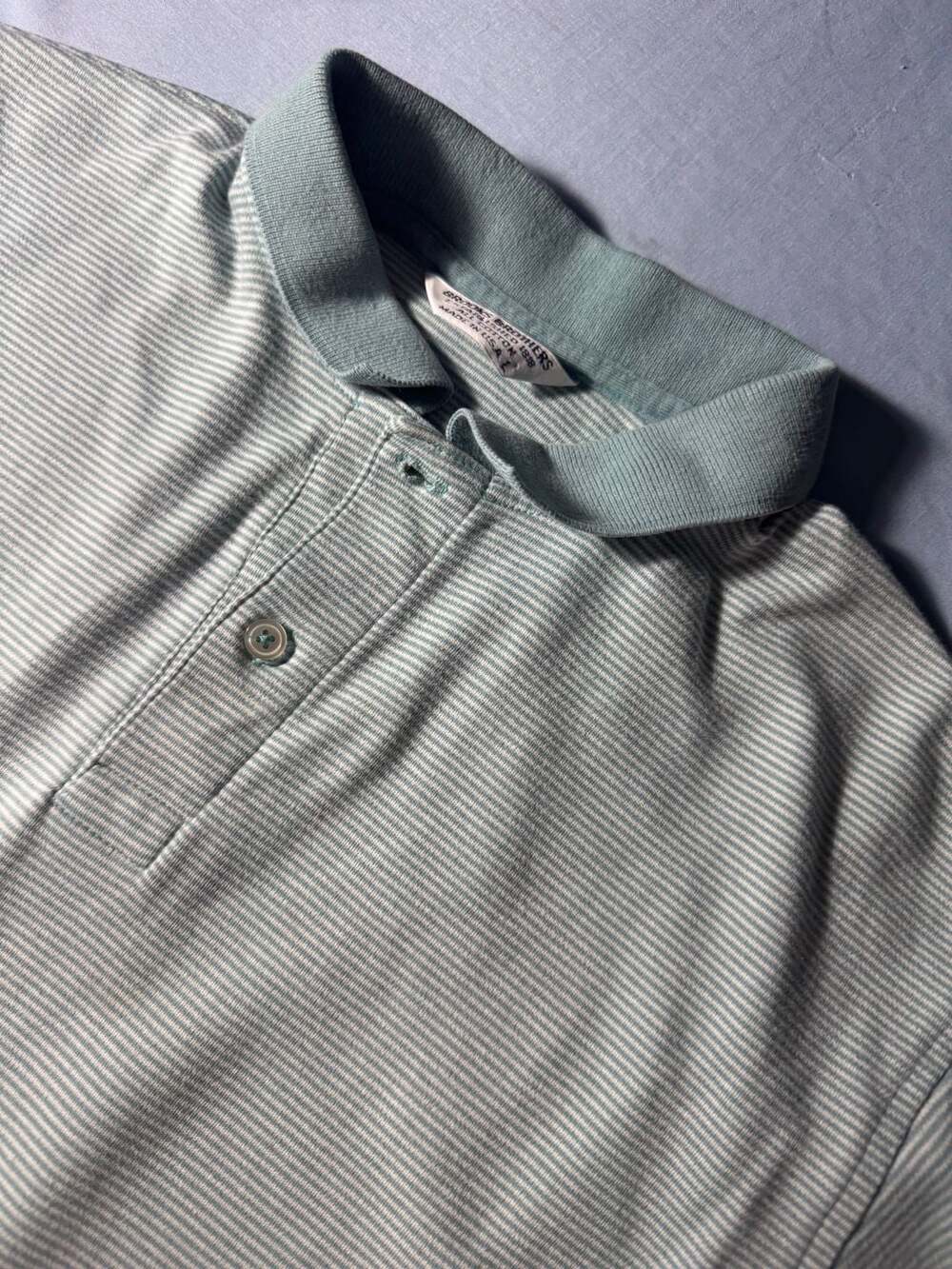Vtg Brooks Brothers Striped Polo Shirt Size L Green